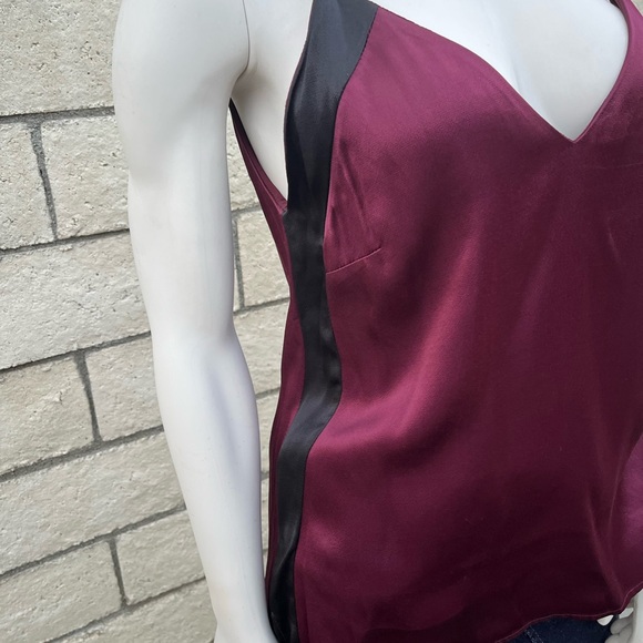 Gold Hawk Silk Blend Burgundy V-Neck Cami with Black contrast - Picture 3 of 7